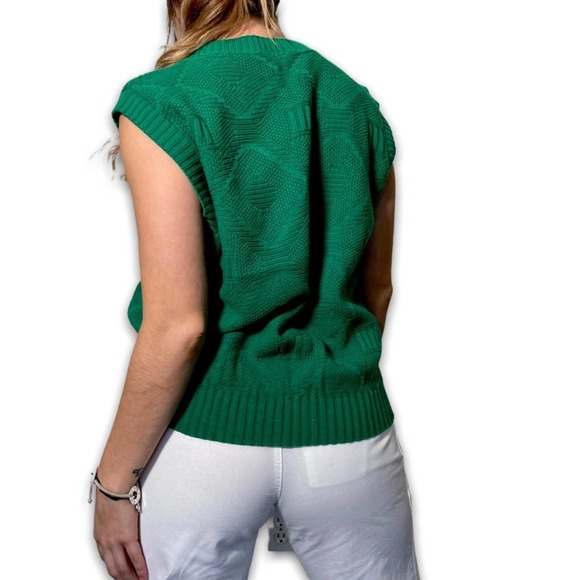 Vintage 80s/90s Kenneth Too! Made in the USA Green Knit Pullover Vest - Picture 4 of 8